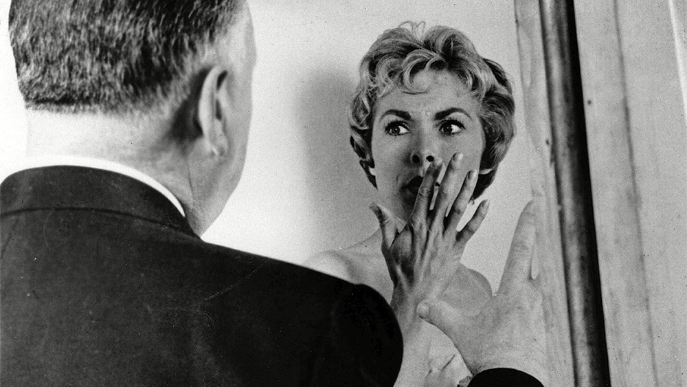 Alfred Hitchcock and Janet Leigh on the set of PSYCHO (1960)