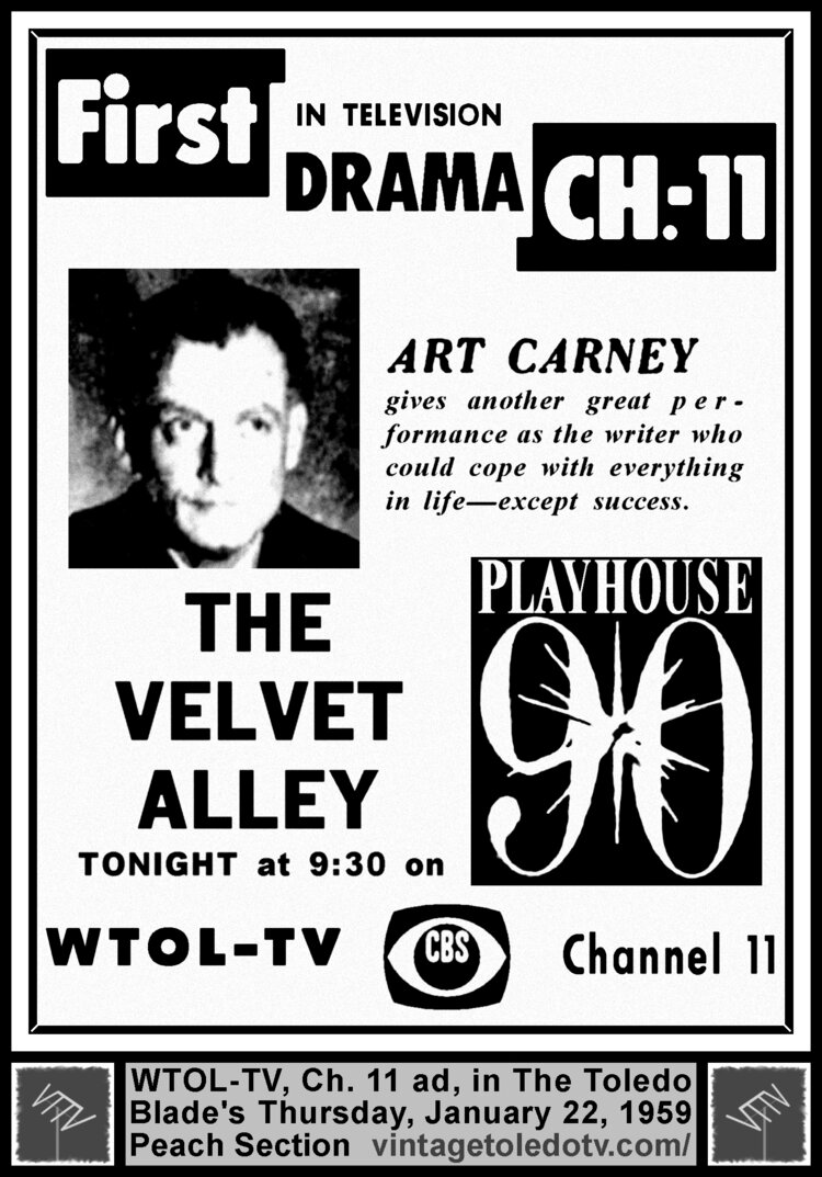 Historic newspaper ad for Art Carney in THE VELVET ALLEY (1959)