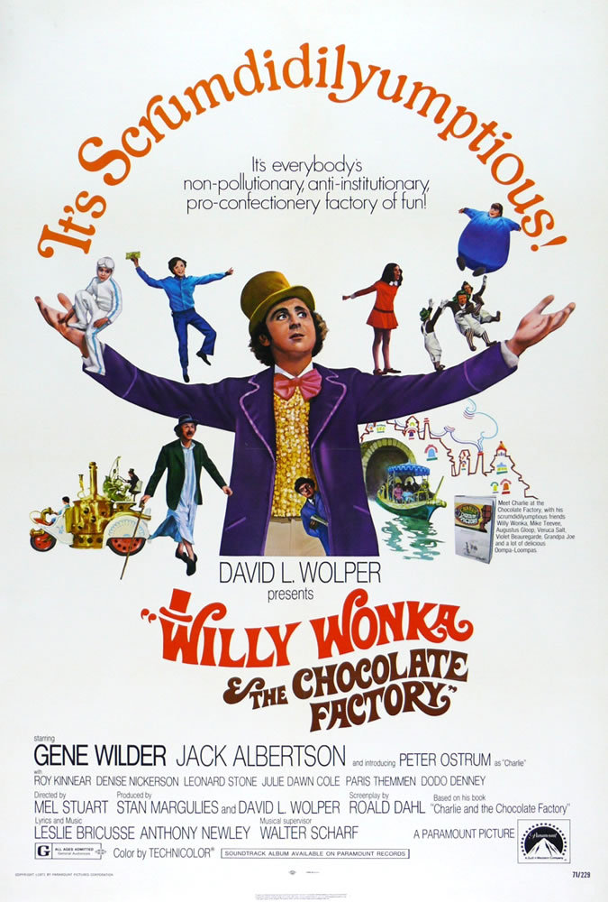 Film poster for WILLY WONKA & THE CHOCOLATE FACTORY (1971)
